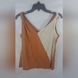 SHEIN Orange and Cream Crinkle Tank Top